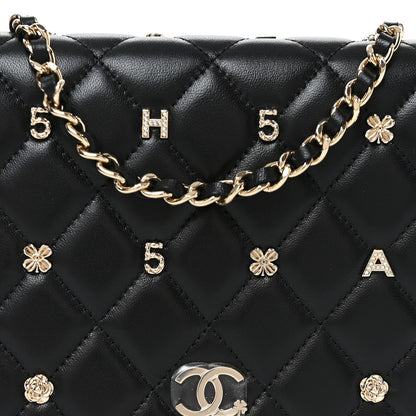 Chanel Lambskin Quilted All About Chanel Charm Wallet On Chain WOC Black 9 of 11