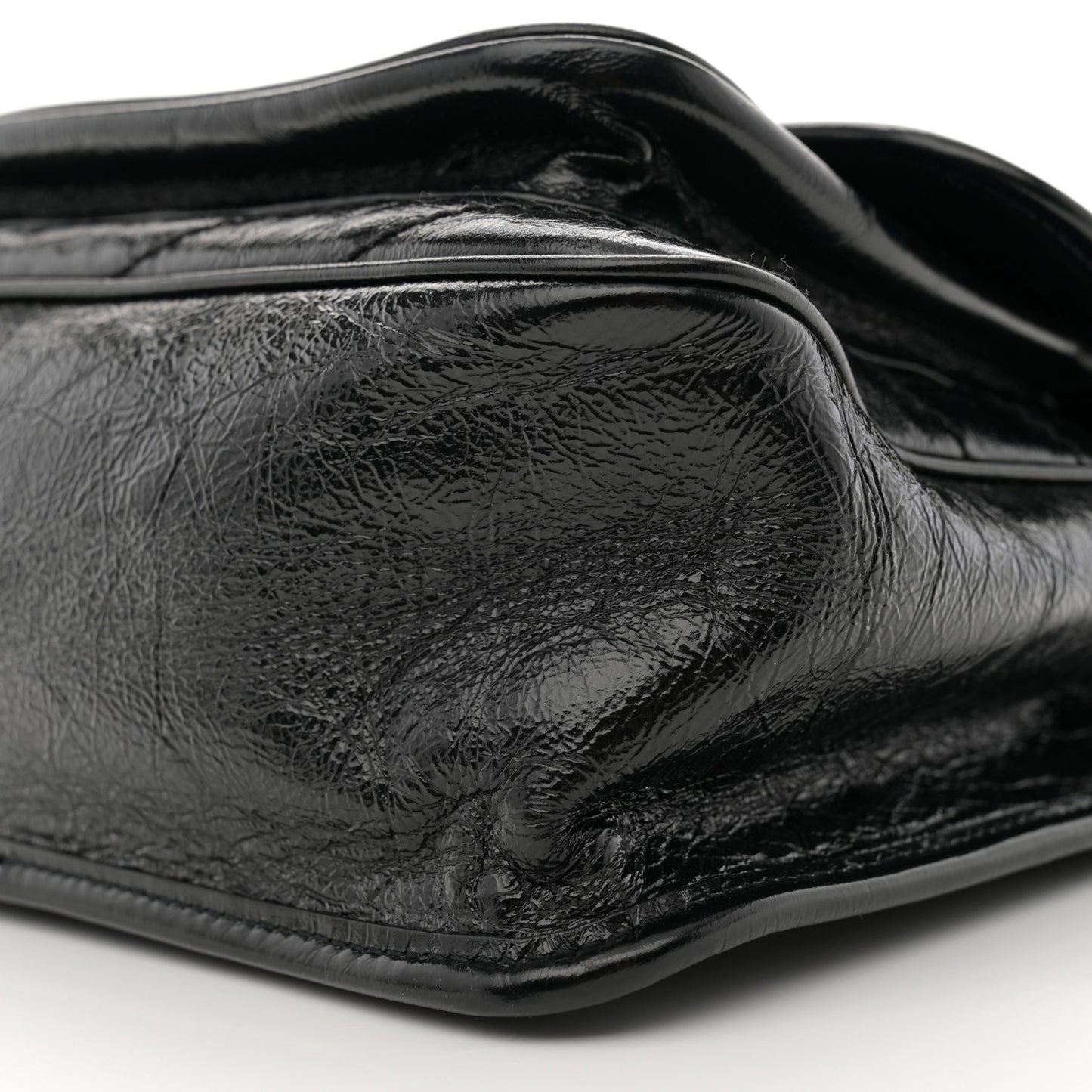 Crinkled Calfskin Matelasse Monogram Medium Niki Chain Satchel Black