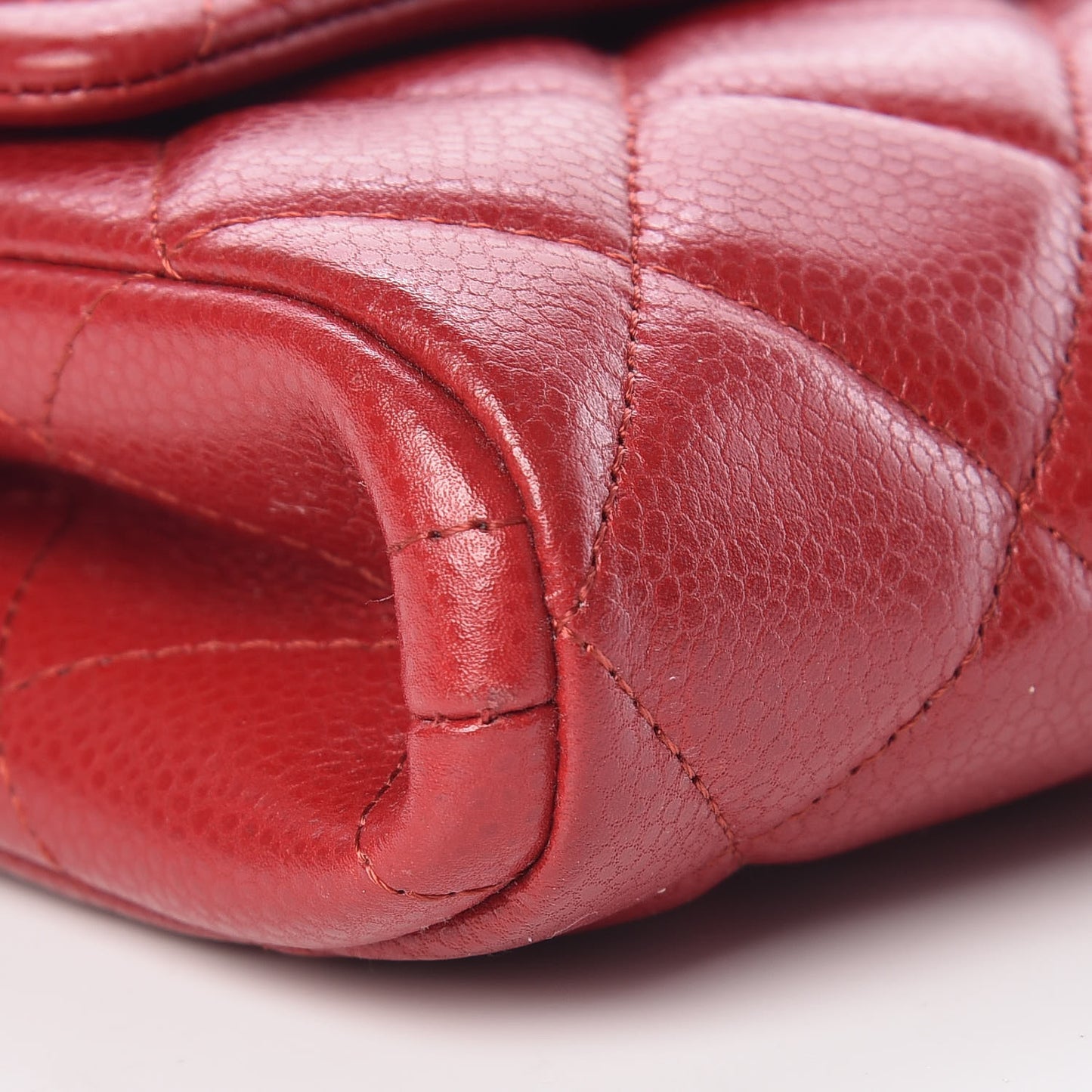 Caviar Quilted Clutch With Chain Flap Dark Red