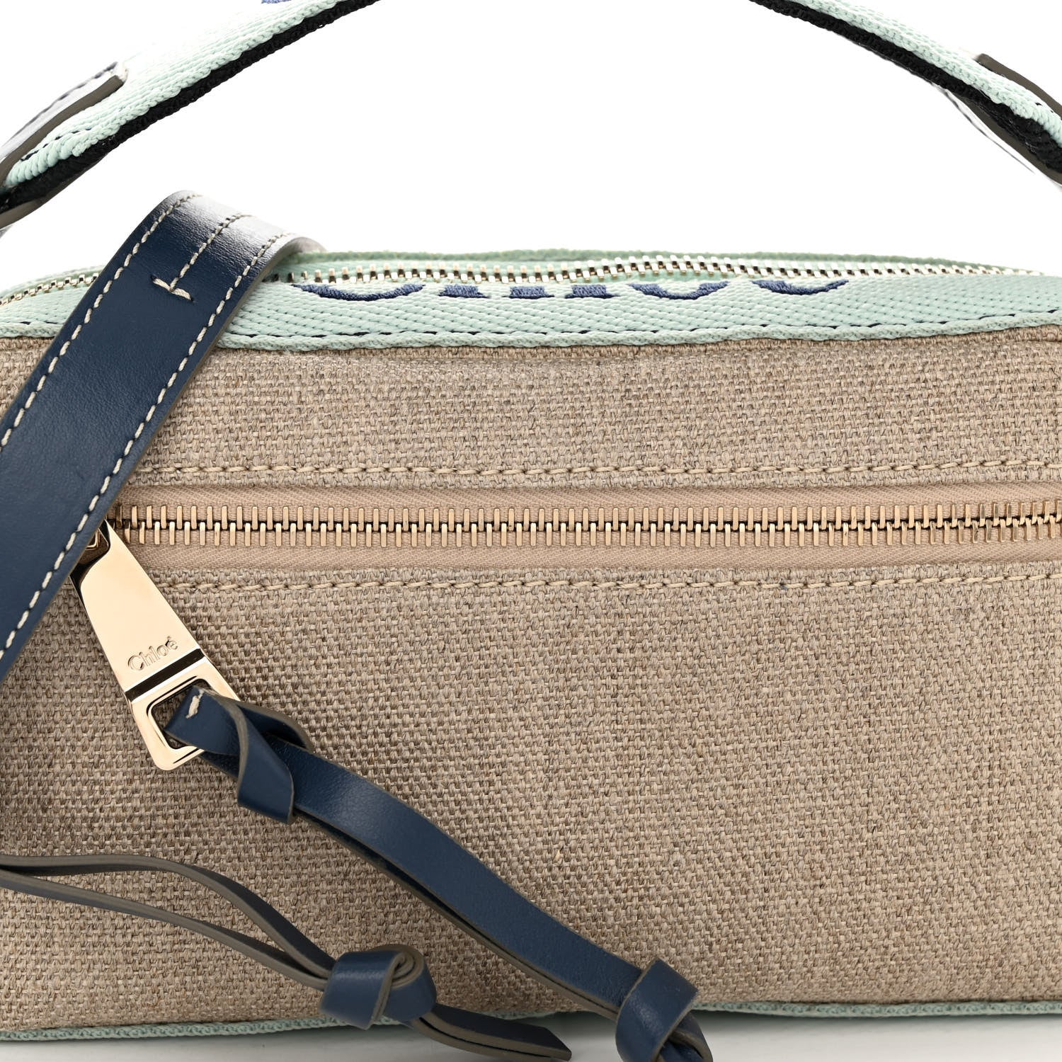 Chloe Linen Woody Belt Bag Green Blue 7 of 9