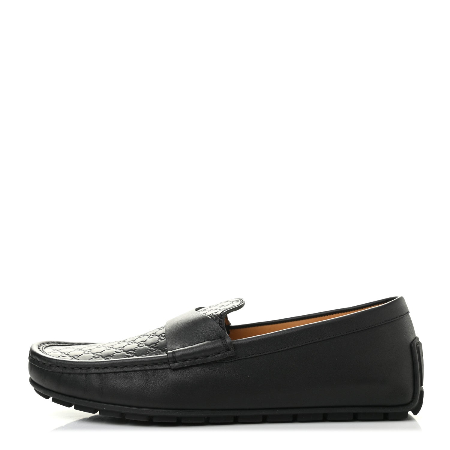 Gucci Calfskin Miro Soft Microguccissima Mens Driver Loafers 8 Black 1 of 8