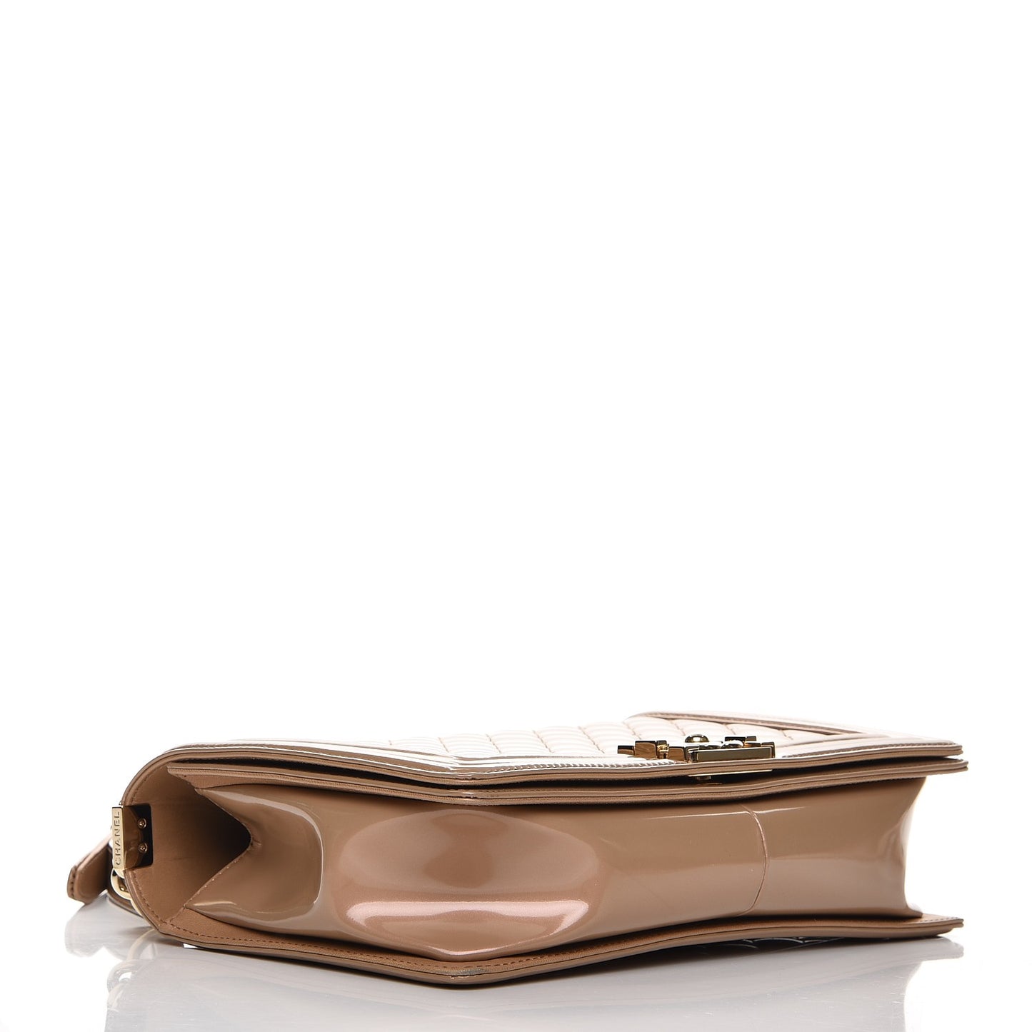 Iridescent Calfskin Quilted New Medium Boy Flap Dark Beige