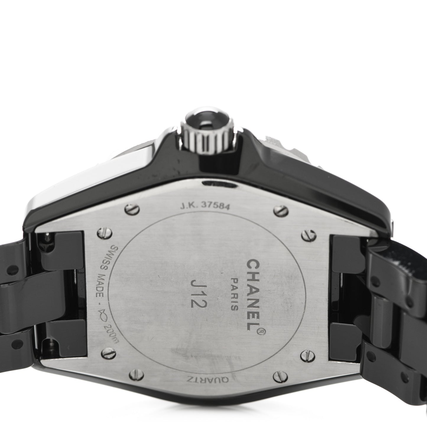Stainless Steel Ceramic Diamond 38mm J12 Quartz Watch Black