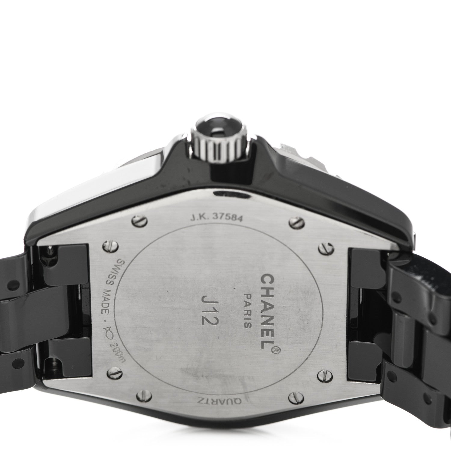 Chanel Stainless Steel Ceramic Diamond 38mm J12 Quartz Watch Black 4 of 5
