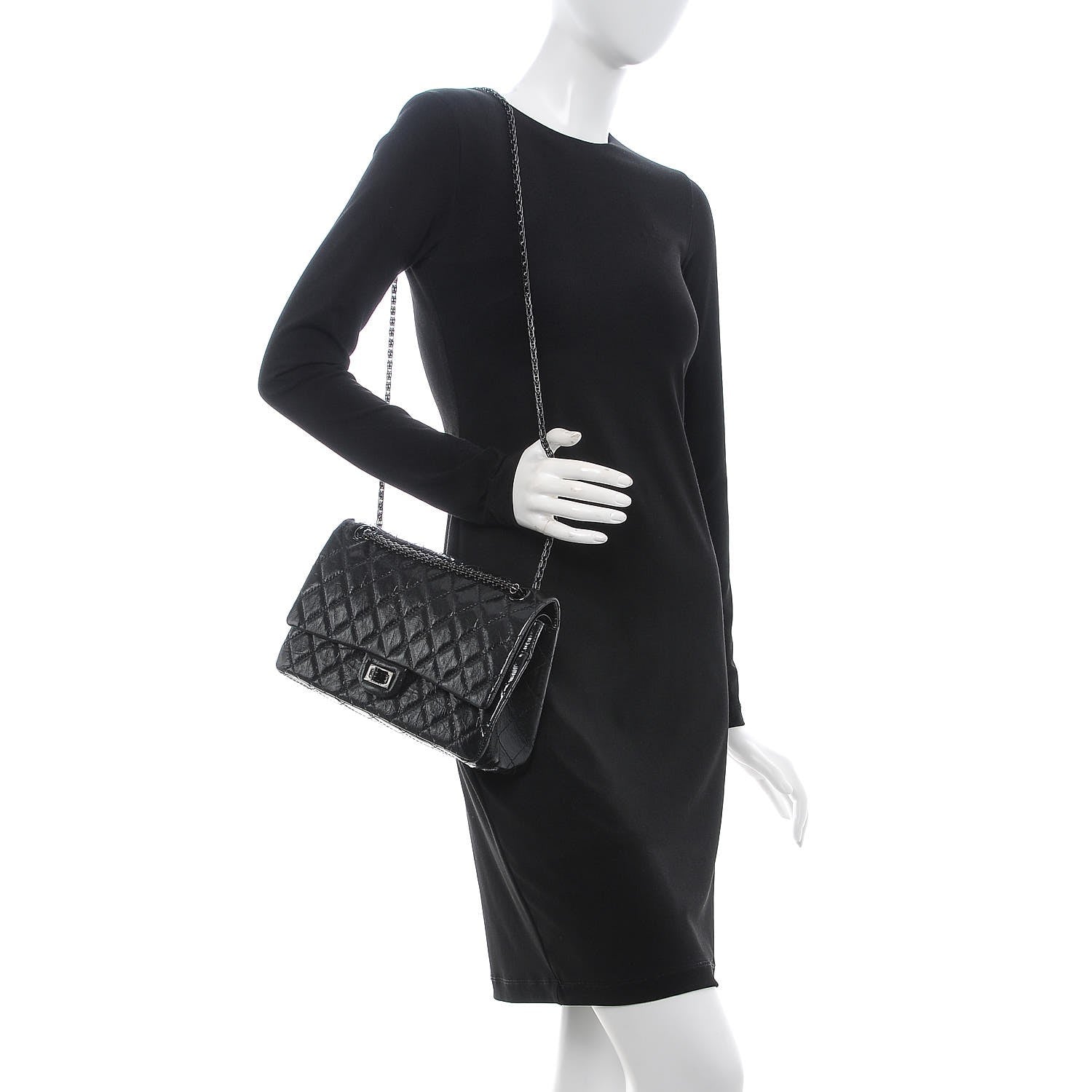 Chanel Glazed Calfskin Quilted 2.55 Reissue 226 Flap So Black 3 of 8
