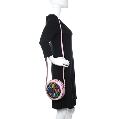 Gucci GG Supreme Monogram Psychedelic Round Shoulder Bag Black Multicolor Sugar Pink 2 of 8