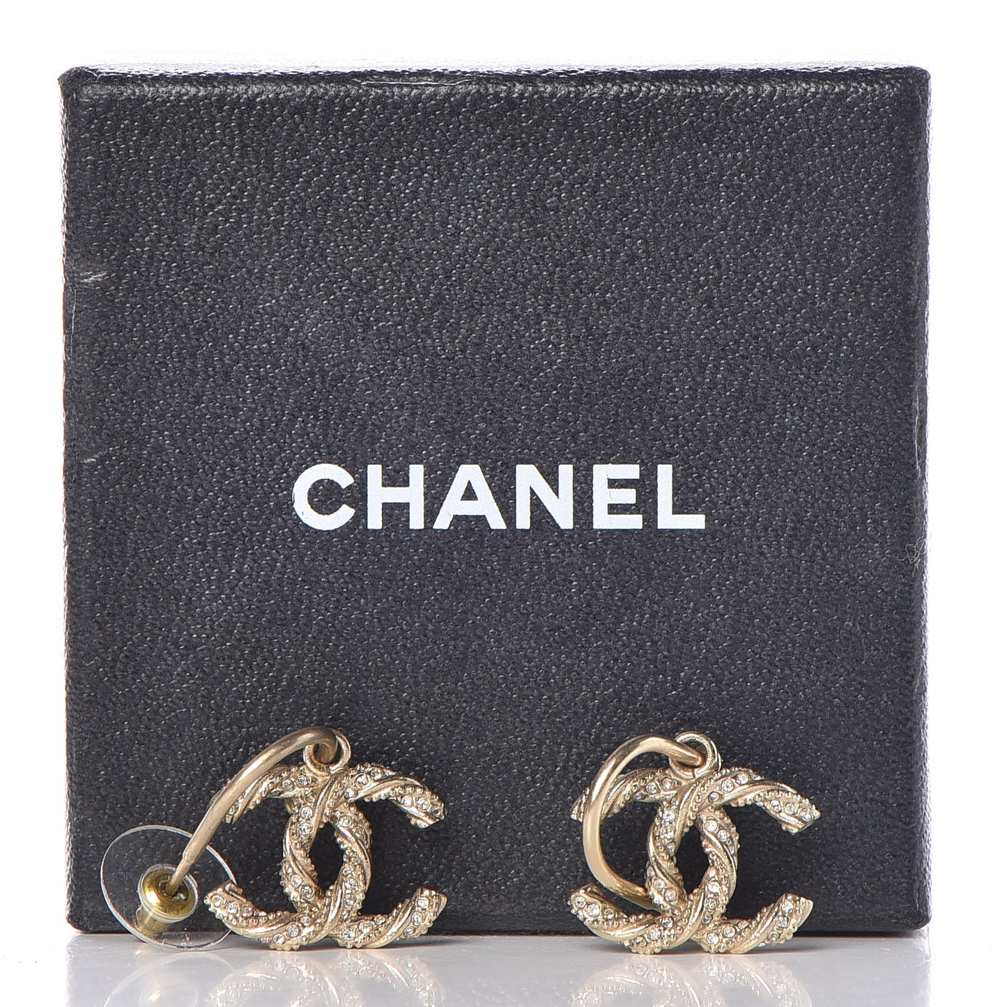 Crystal Twisted CC Dangle Earrings Gold