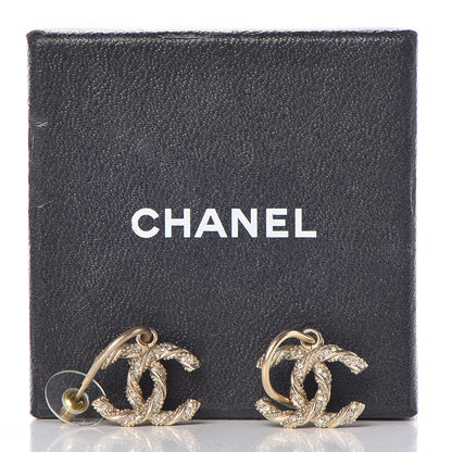Chanel Crystal Twisted CC Dangle Earrings Gold 5 of 5