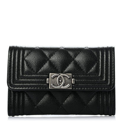 Chanel Caviar Quilted Small Boy Flap Wallet Black 1 of 8