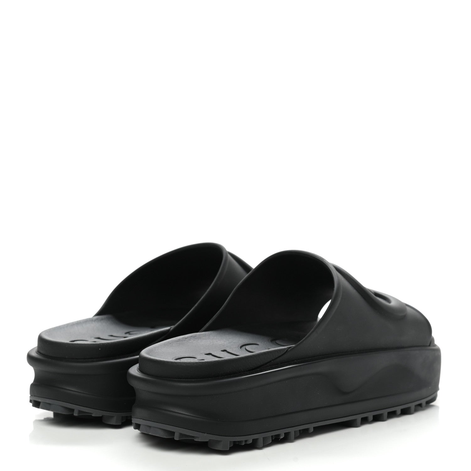 Gucci Soft Rubber Mens Interlocking G Platform 42mm Slide Sandals 8 Black 3 of 10