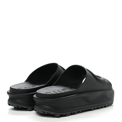Gucci Soft Rubber Mens Interlocking G Platform 42mm Slide Sandals 8 Black 3 of 10