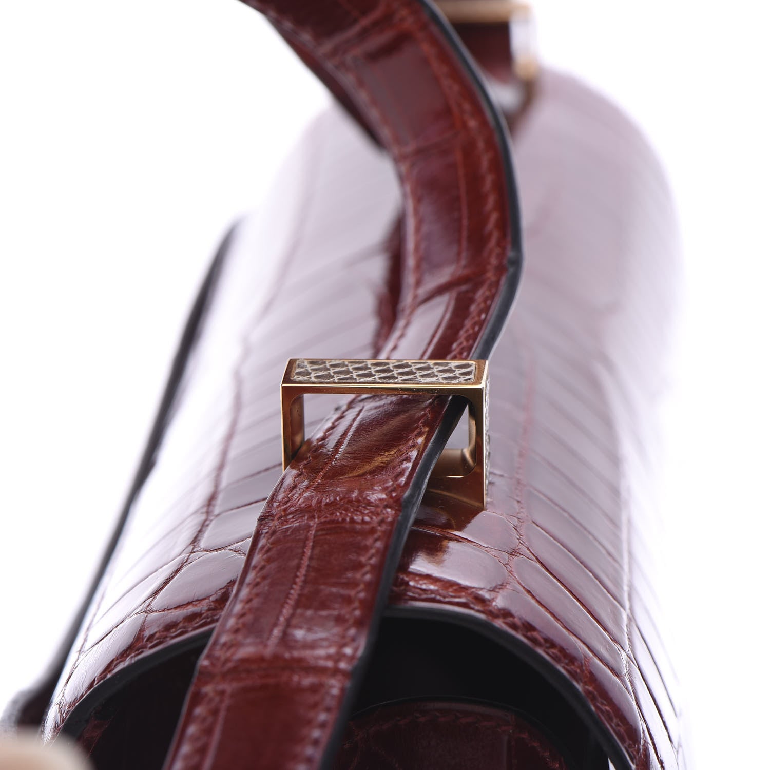 Hermes Shiny Niloticus Crocodile Lizard Marquette Constance 24 Rouge H 16 of 22