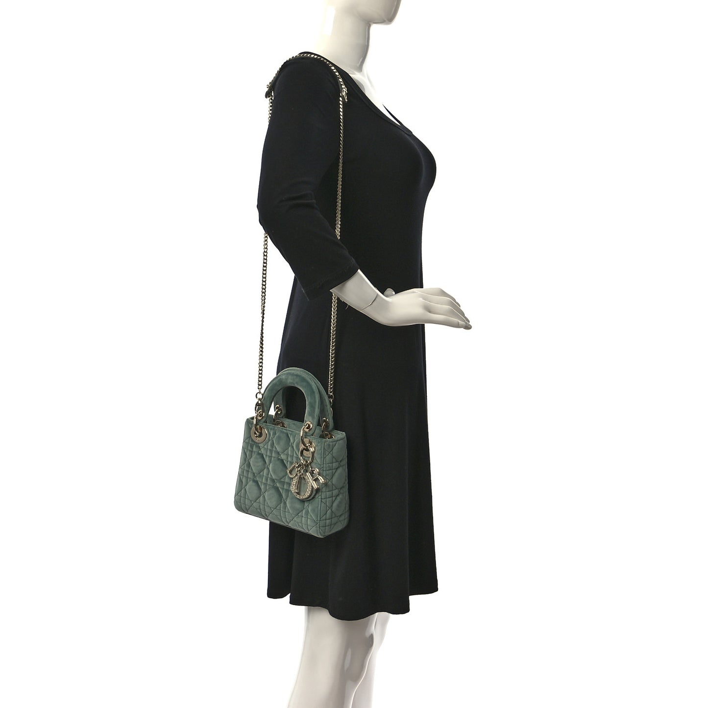 Velvet Mini Lady Dior Green