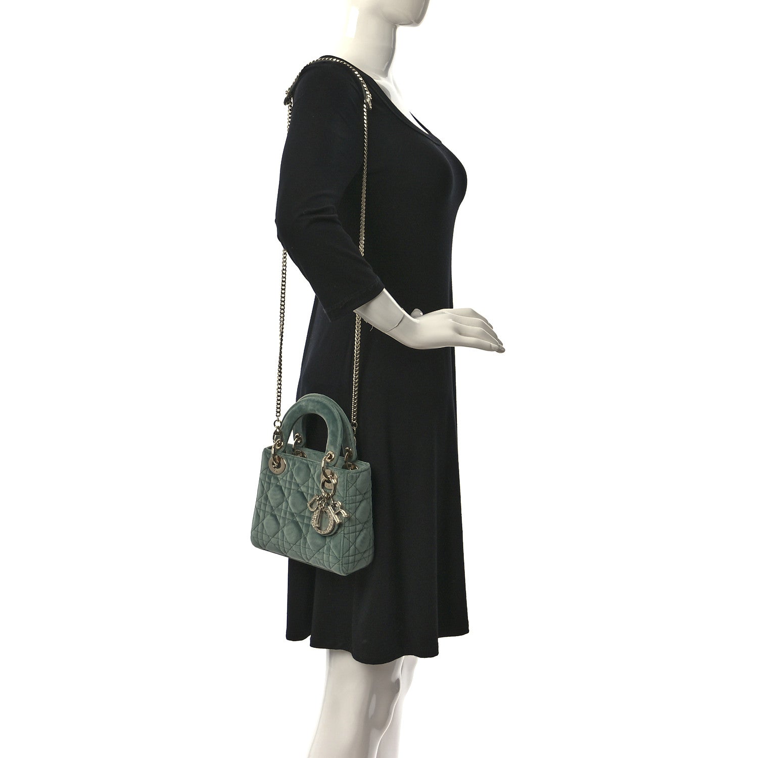Christian Dior Velvet Mini Lady Dior Green 2 of 8