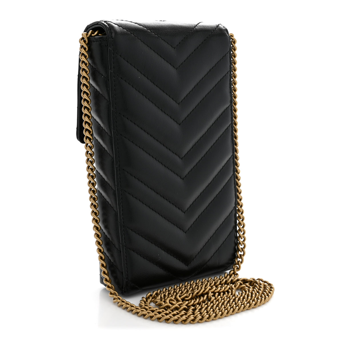 Gucci Calfskin Small GG Marmont Phone Crossbody Bag Black 3 of 12