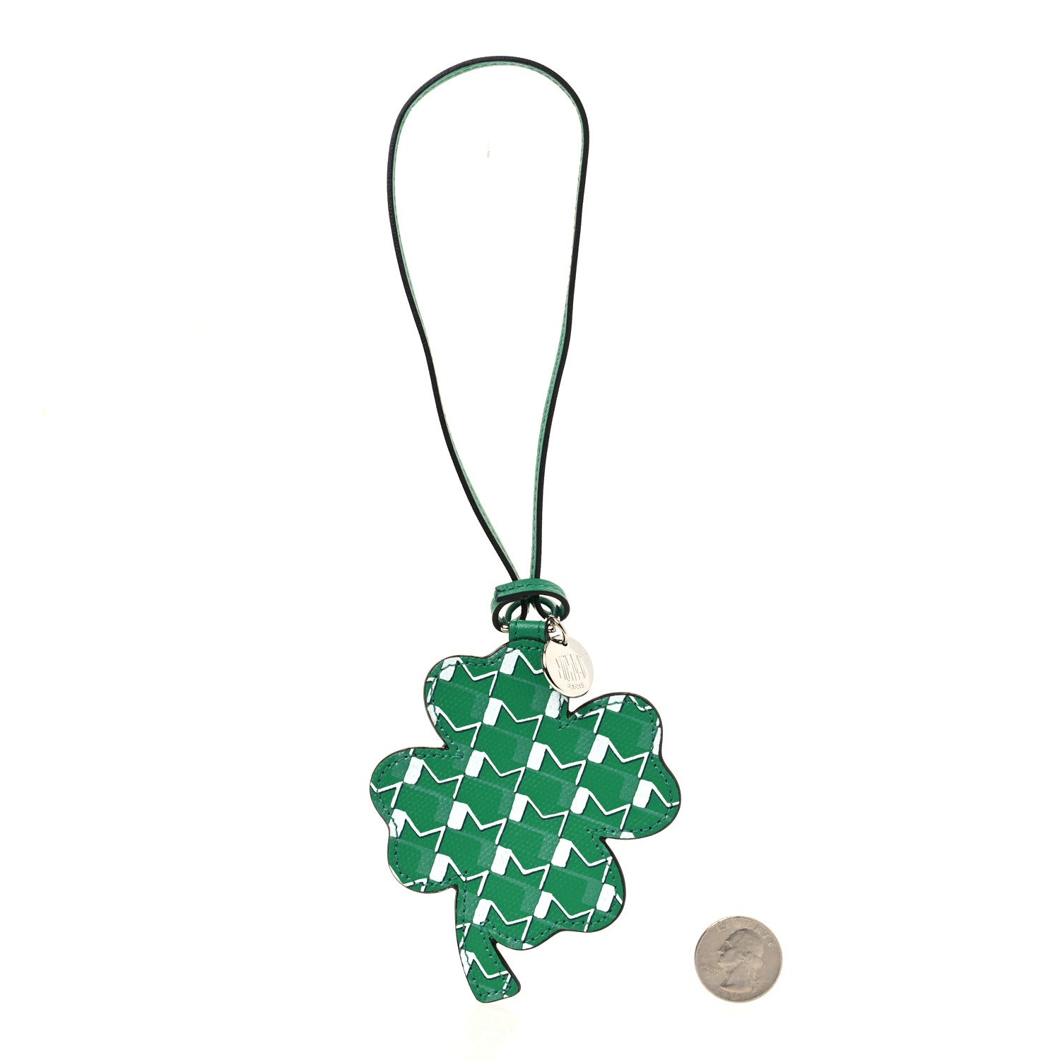 Moynat Grained Calfskin Canvas 1920 Oh! Clover Bag Charm Verdant 2 of 4