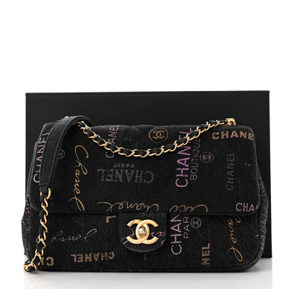 Chanel Denim Quilted Denim Mood Large Flap Black Multicolor 12 of 12