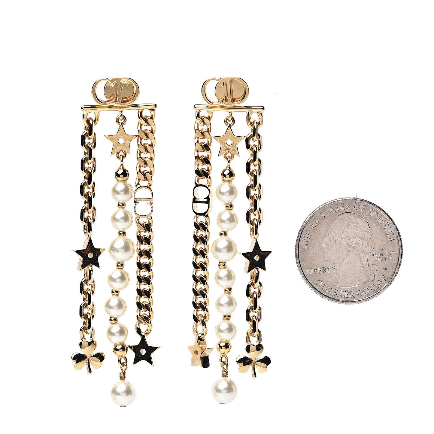 Pearl Danseuse Etoile Chain Dangle Earrings Gold