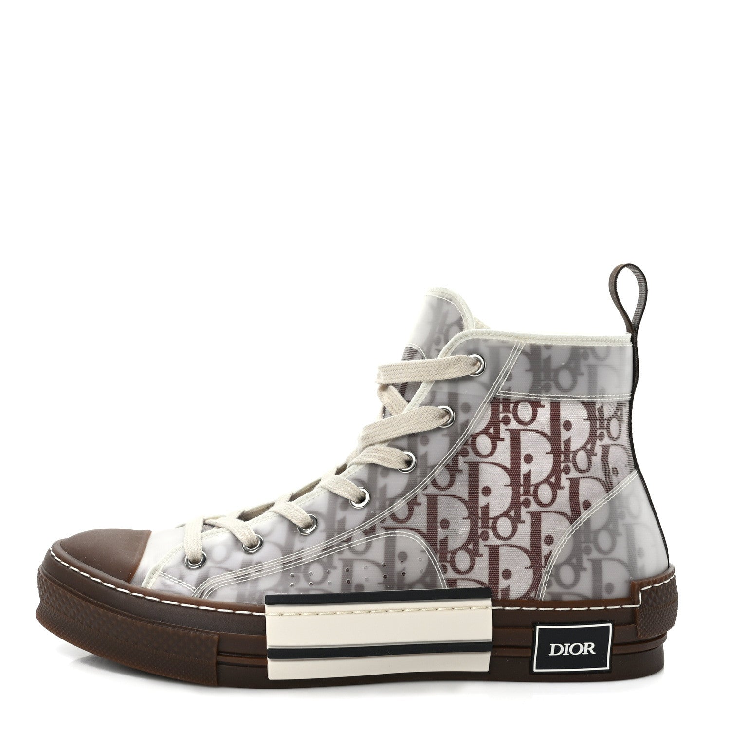 Christian Dior Technical Canvas Oblique Mens B23 High Top Sneakers 42 Brown Beige 1 of 9