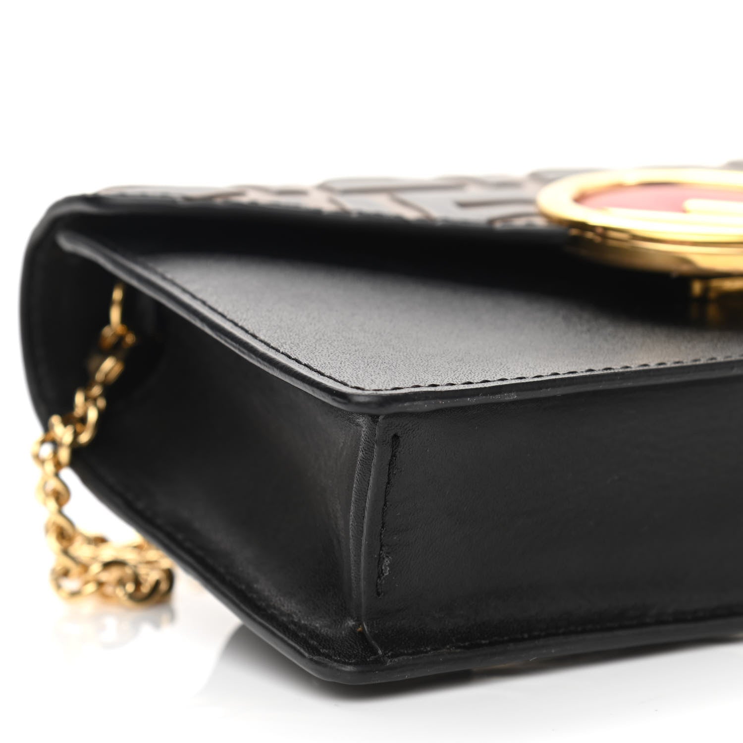 Fendi Vitello Liberty F is Fendi Bi-Color FF 1974 Embossed Envelope Belt Bag Maya Black 4 of 9