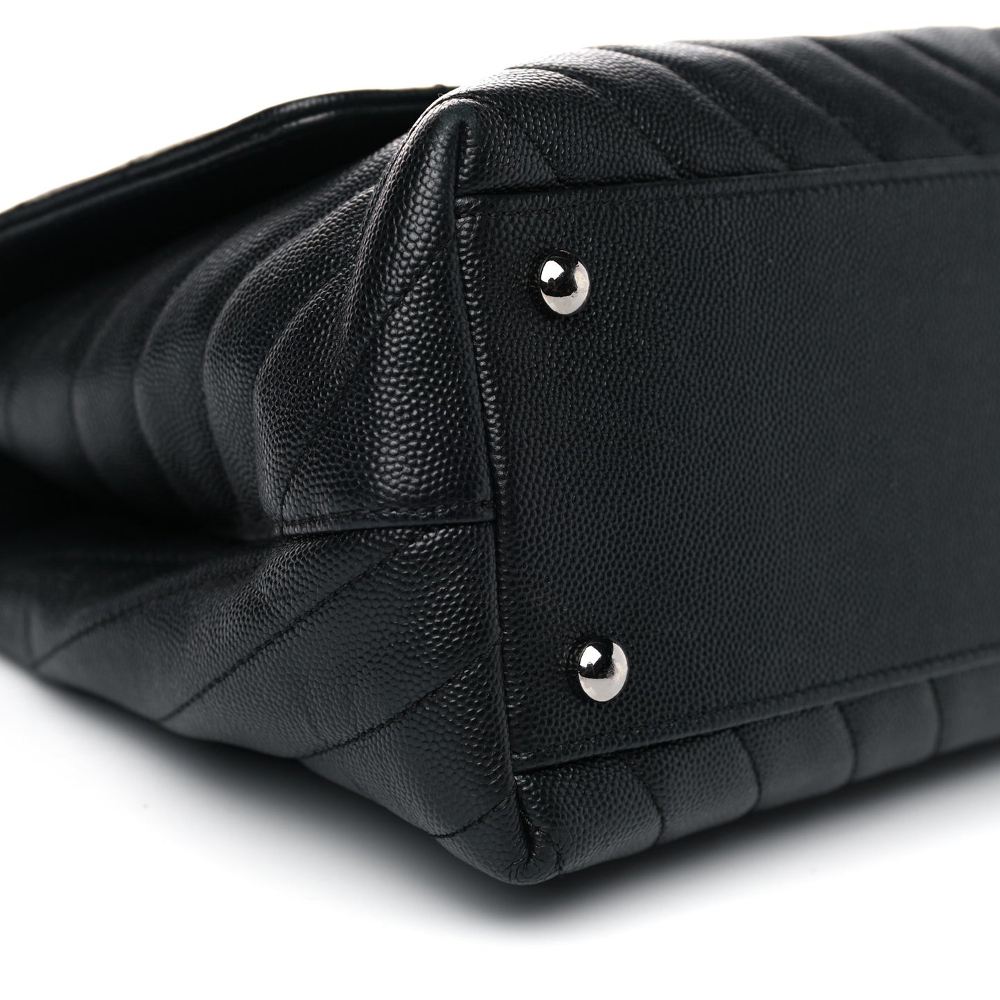 Caviar Chevron Quilted Small Coco Handle Flap Black