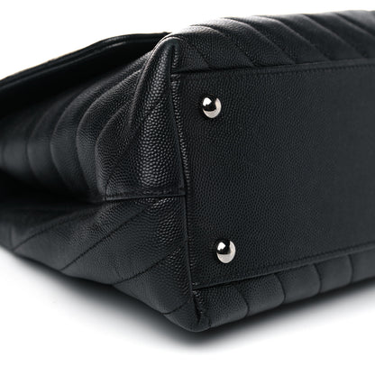 Chanel Caviar Chevron Quilted Small Coco Handle Flap Black 11 of 15