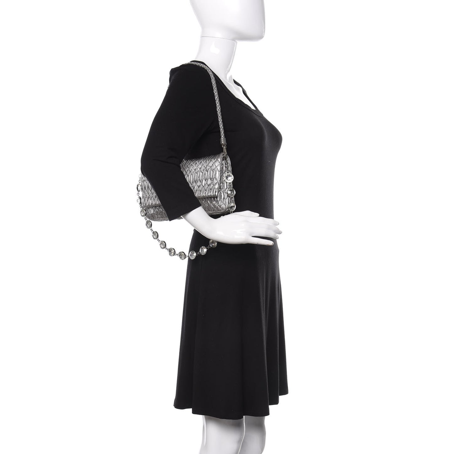 Nappa Matelasse Crystal Flap Clutch Cromo