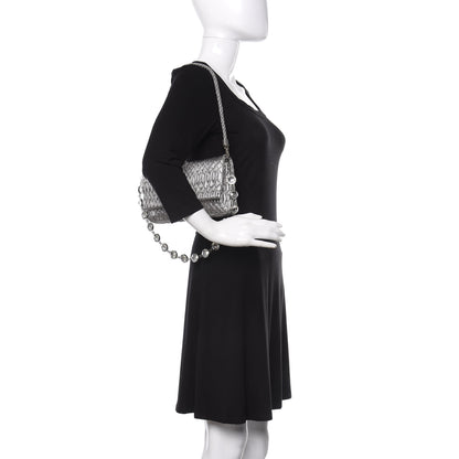 Miu Miu Nappa Matelasse Crystal Flap Clutch Cromo 2 of 13