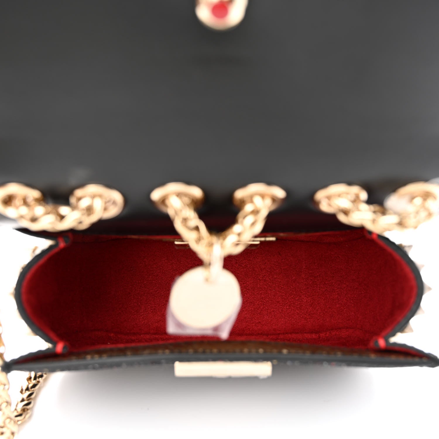 Christian Louboutin Glitter Calfskin Spikes Sweety Charity NV Crossbody Gold 5 of 9