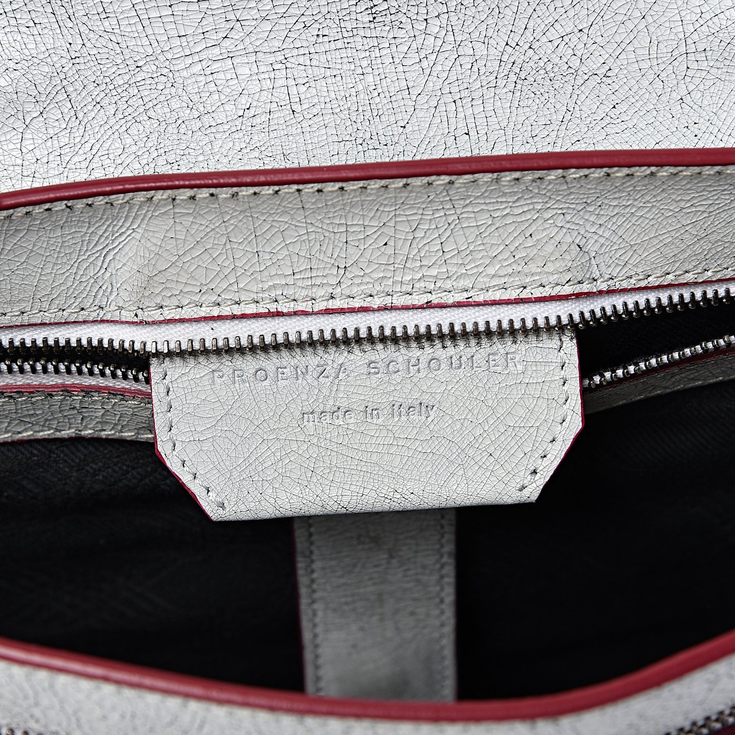 Crackle Calfskin PS1 Medium Satchel White