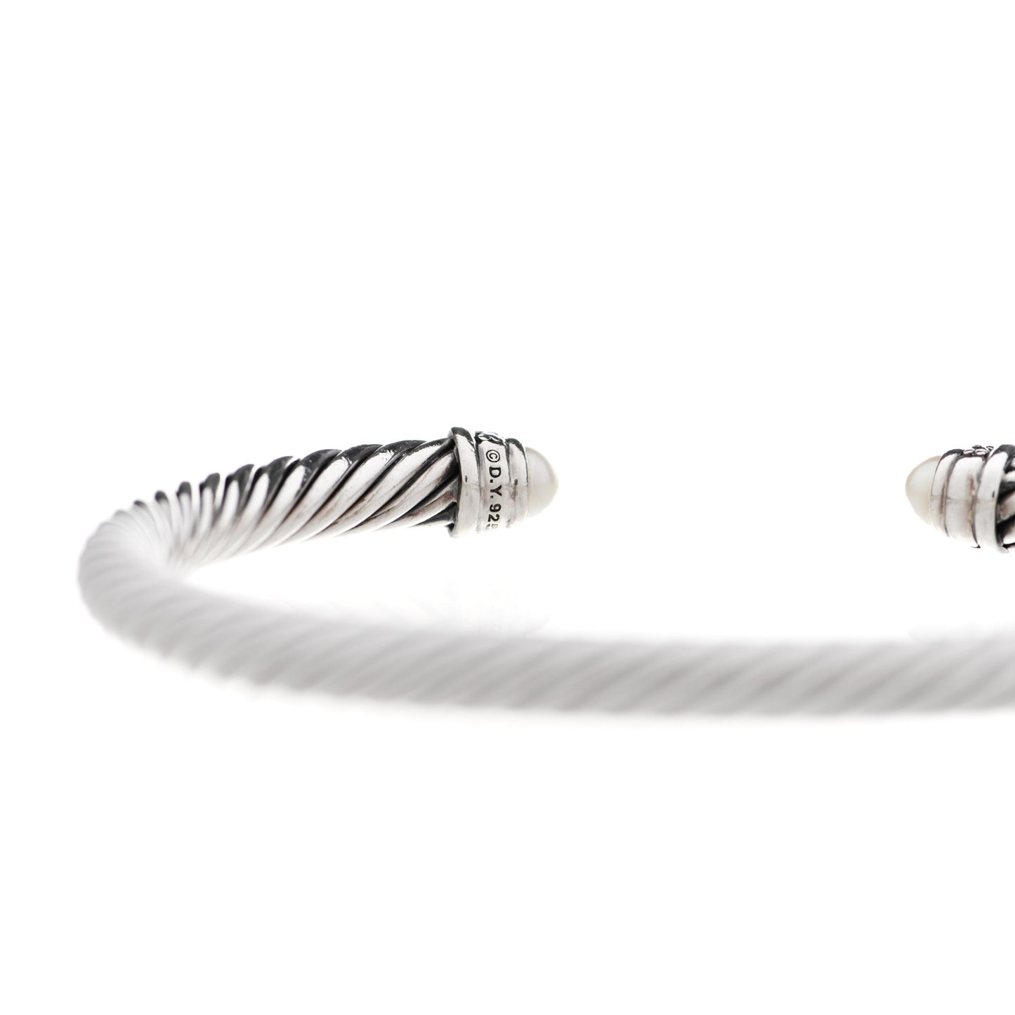 Sterling Silver Diamond Pearl 5mm Cable Classics Bracelet