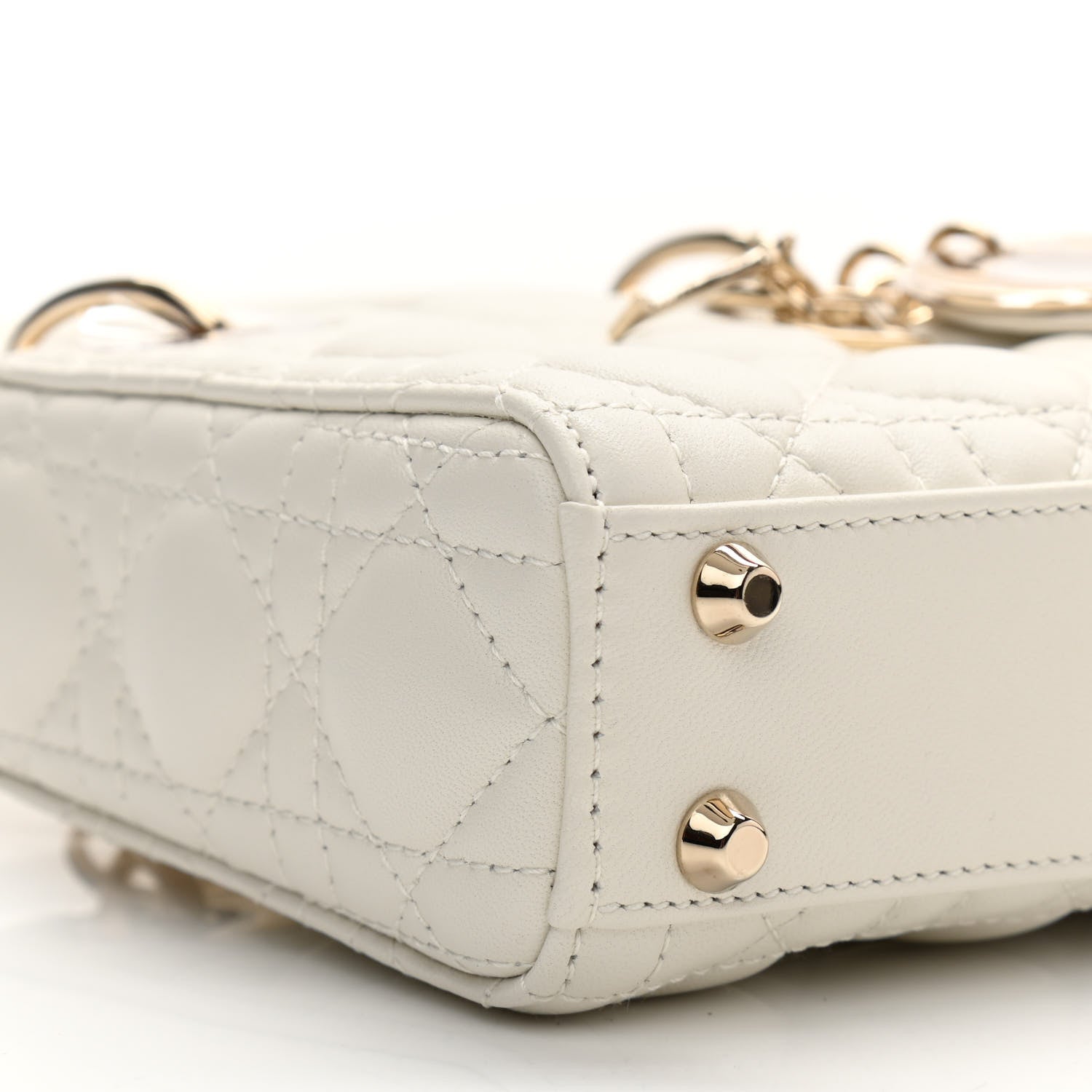Christian Dior Lambskin Cannage Micro Lady Dior White 9 of 11
