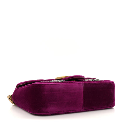 Gucci Velvet Matelasse Embroidered Mini GG Marmont Shoulder Bag Bordeaux 4 of 10
