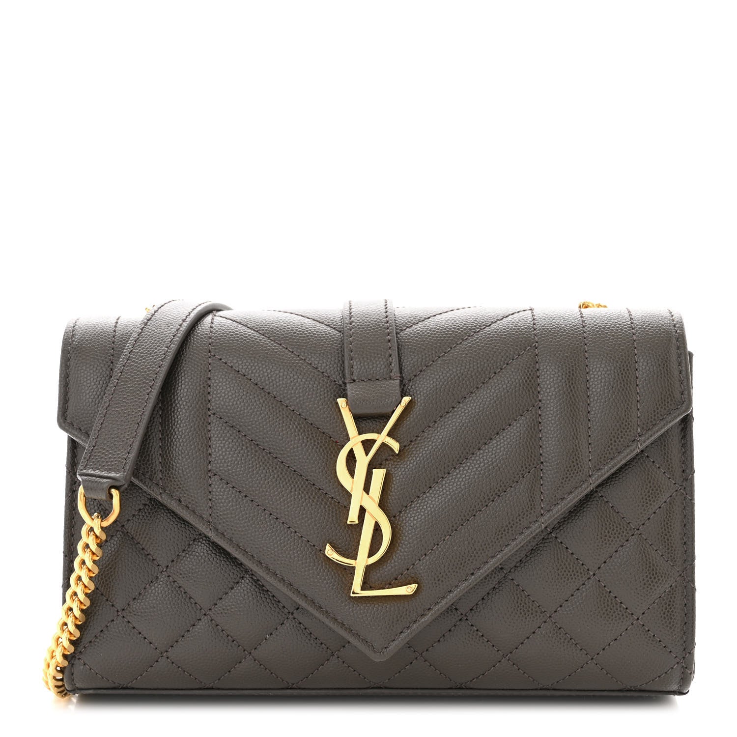 Saint Laurent Grain De Poudre Textured Mixed Matelasse Triquilt Small Monogram Satchel Pebble 1 of 9