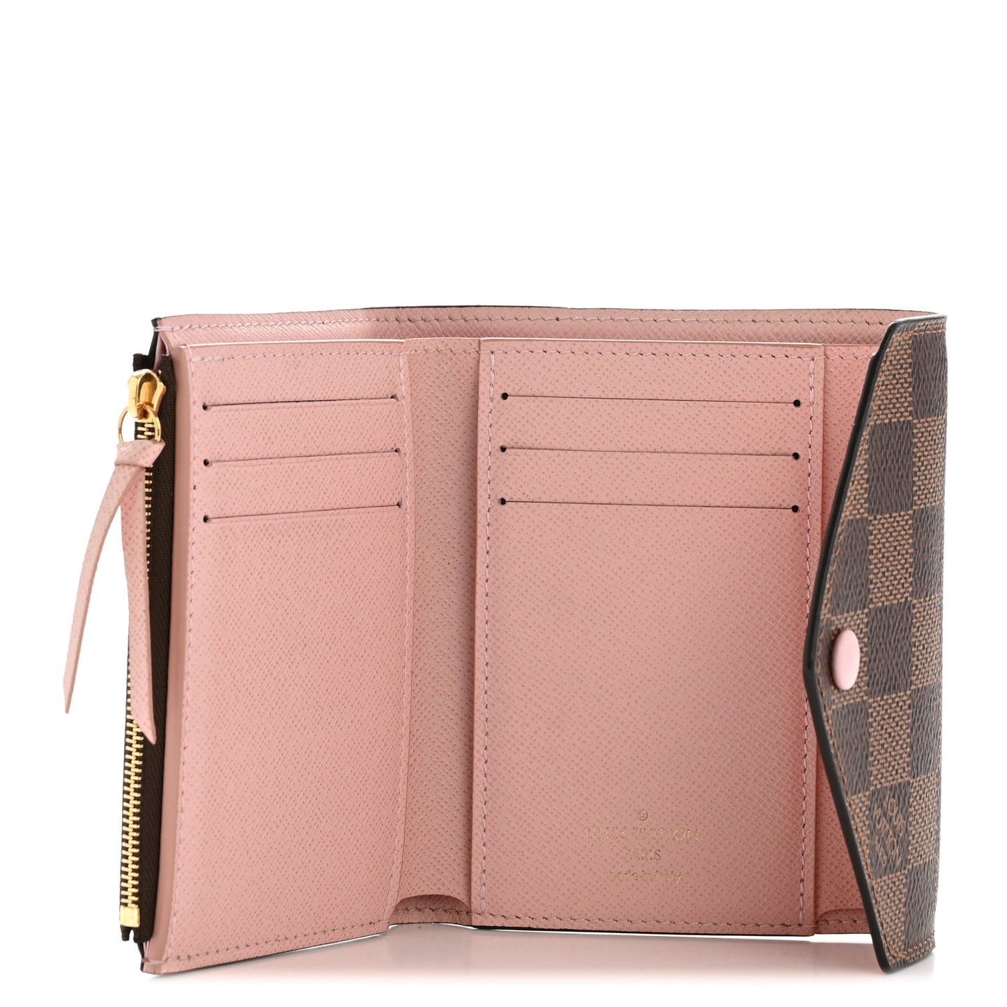 Damier Ebene Victorine Wallet Rose Ballerine
