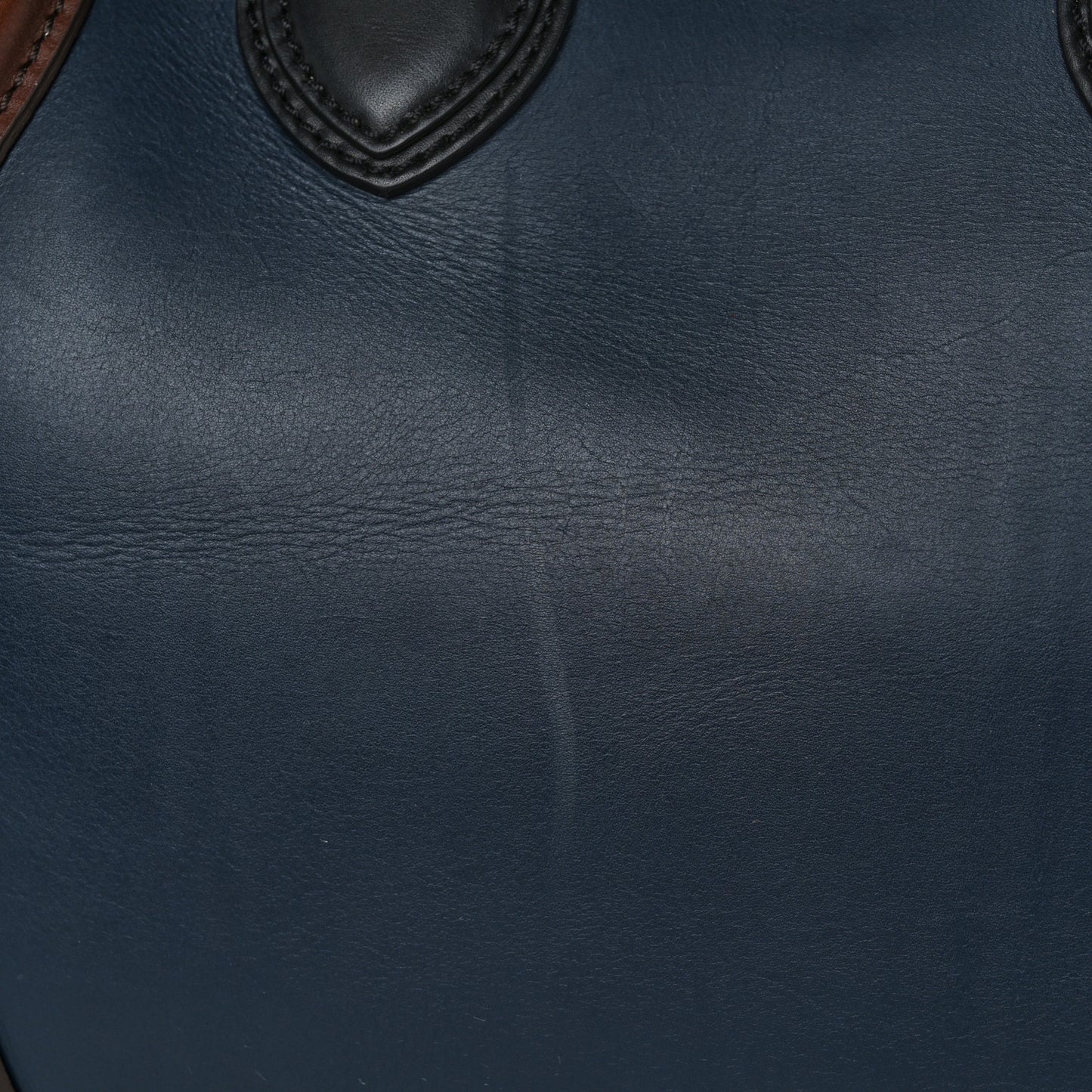 Smooth Calfskin Mini Bi-Color Luggage Navy