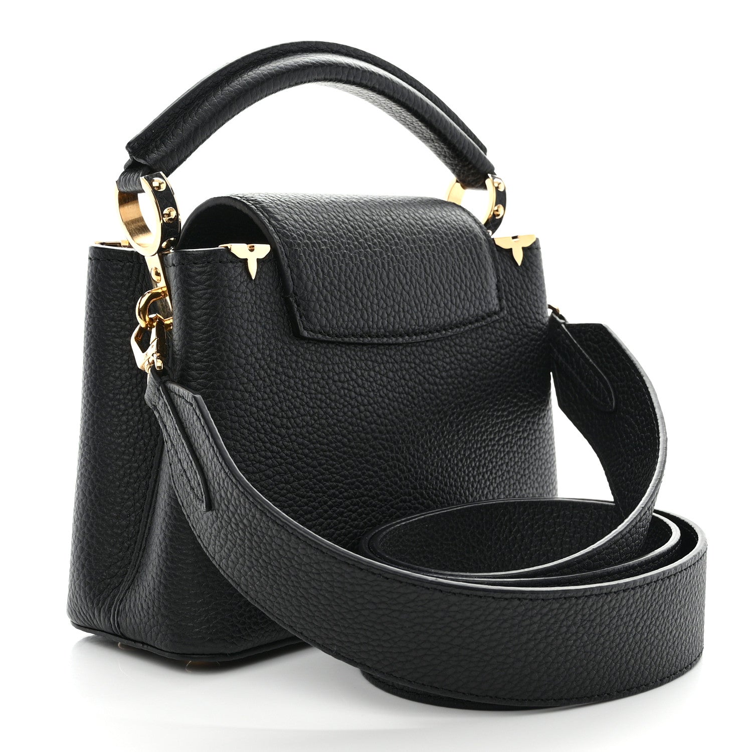 Louis Vuitton LOUIS VUITTON Taurillon Embellished Flower Crown Capucines Mini Black 3 of 10