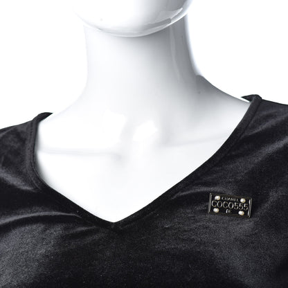 Chanel Metal Resin Pearl Coco License Plate Brooch Black Gold 2 of 5