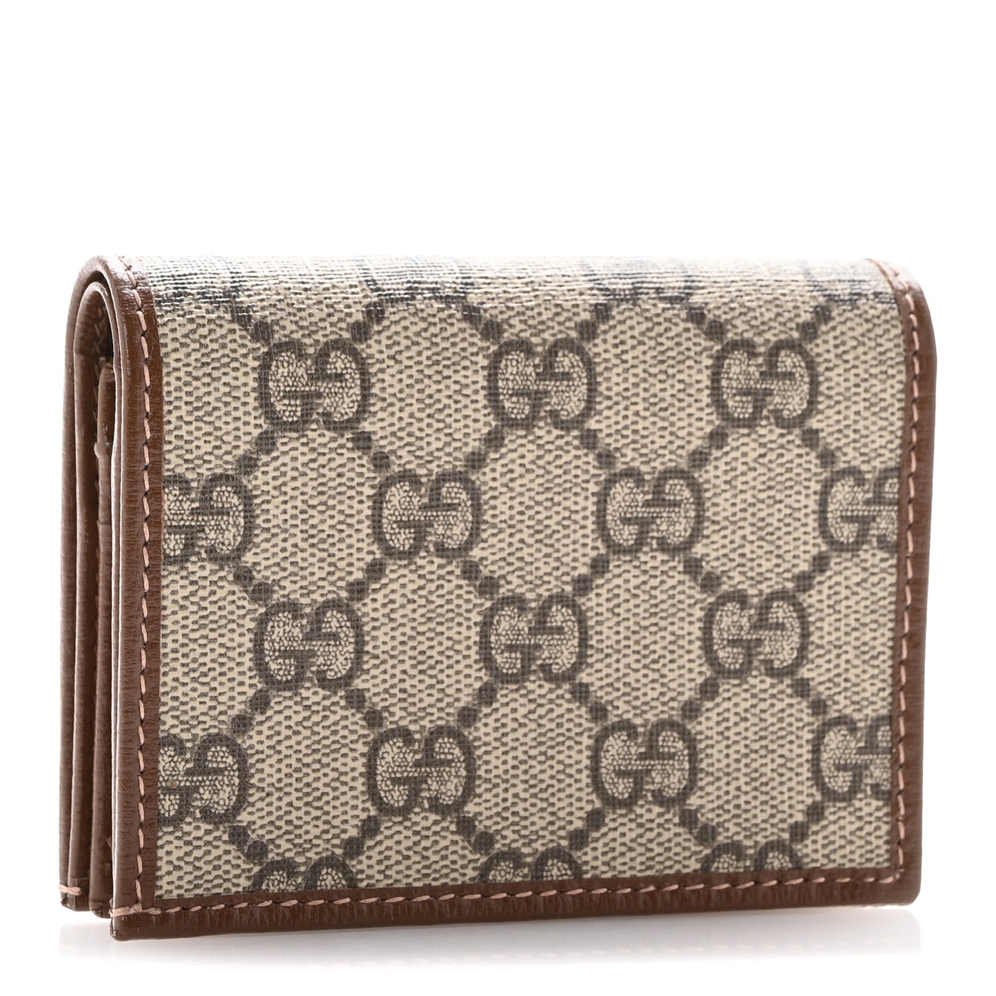 GG Supreme Monogram Horsebit 1955 Card Case Wallet Beige Ebony Brown Sugar