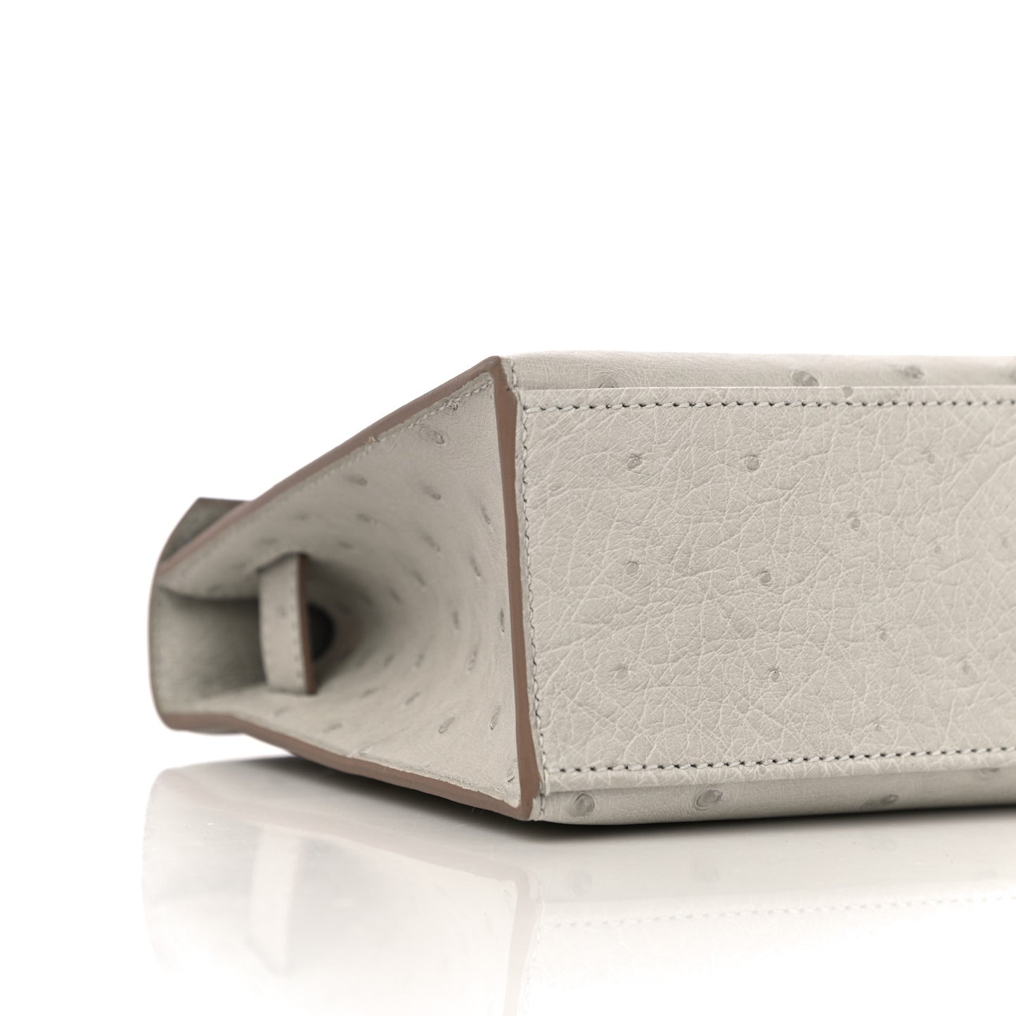 Ostrich Kelly Pochette Clutch Gris Perle