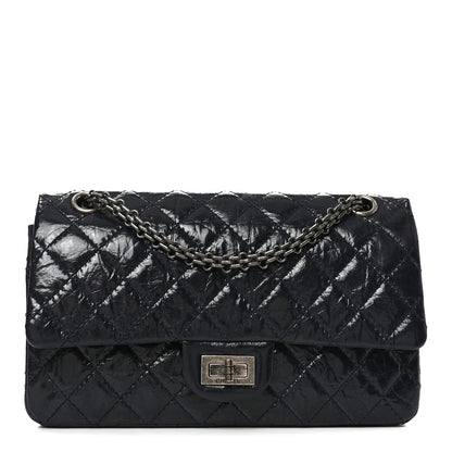 Chanel Glazed Calfskin Quilted 2.55 Reissue 225 Flap Dark Navy Blue 1 of 11