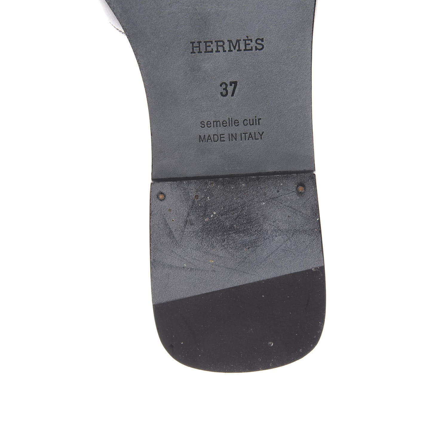 Hermes Box Calfskin Oran Sandals 37 Black 9 of 12