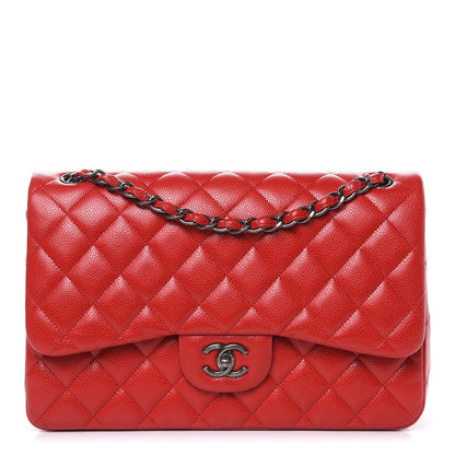 Chanel Caviar Quilted Jumbo Double Flap Red 1 of 12