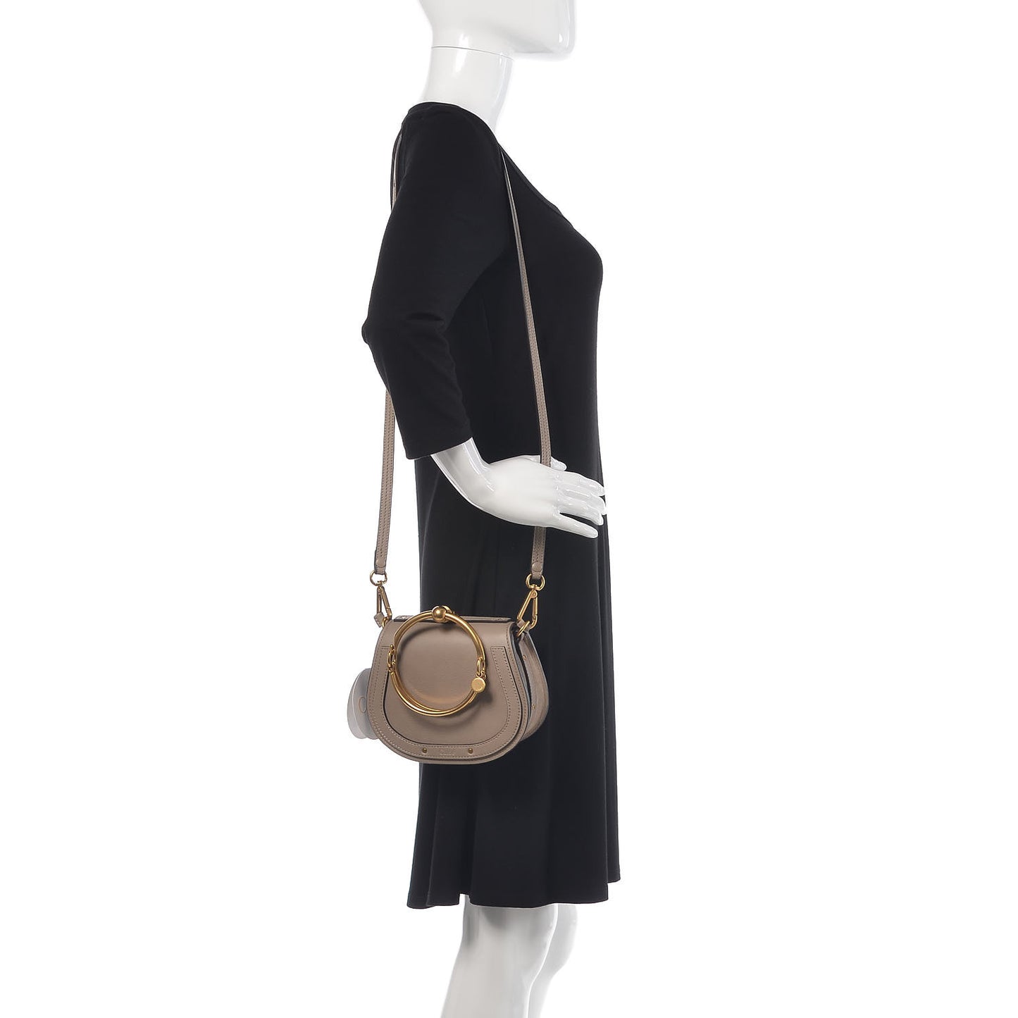 Calfskin Suede Small Nile Bracelet Bag Motty Grey