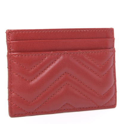 Gucci Calfskin Matelasse GG Marmont Card Holder Hibiscus Red 3 of 8