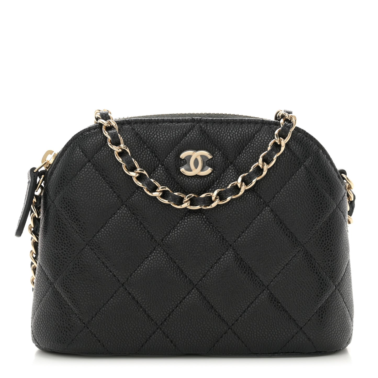 Caviar Quilted Classic Clutch with Chain Black