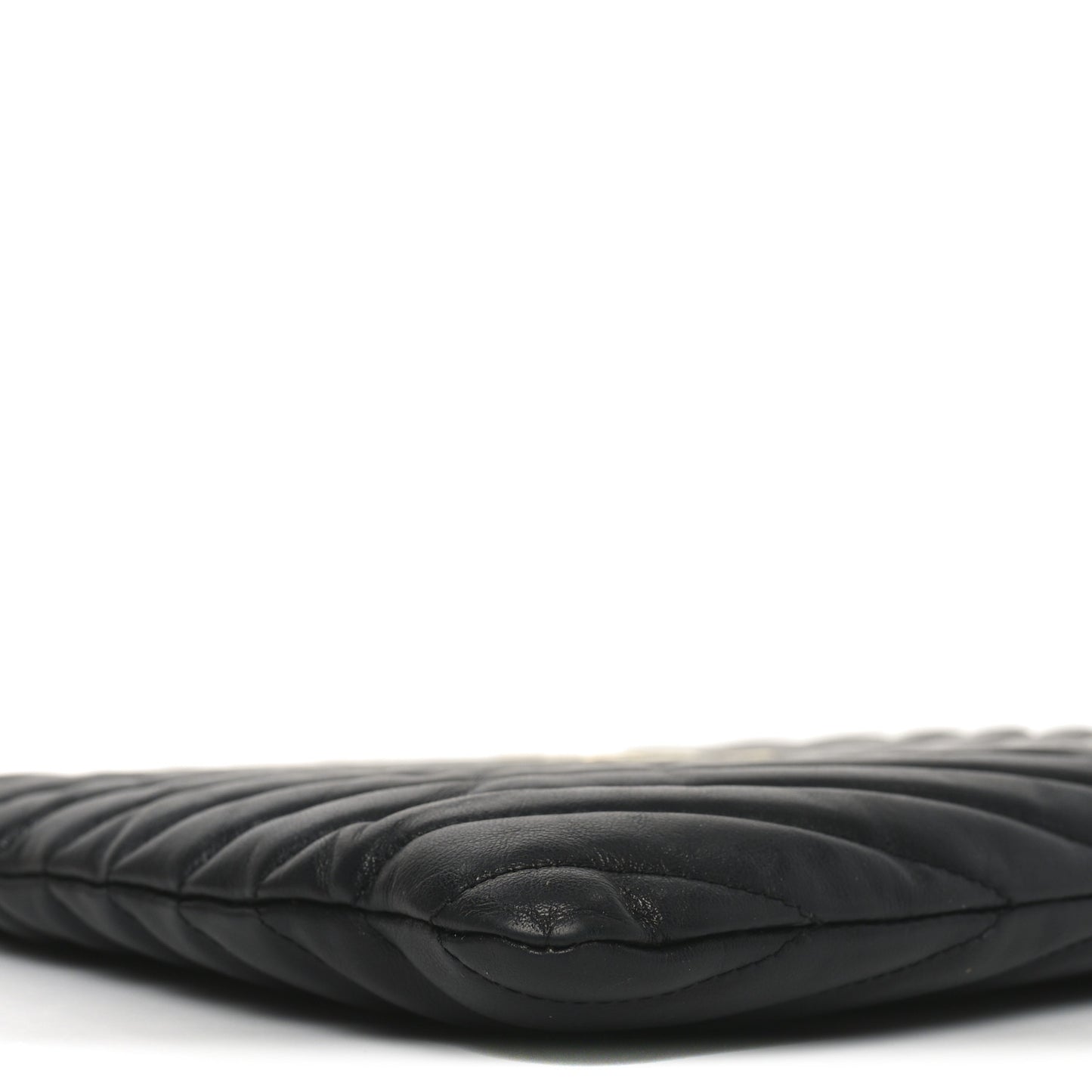 Calfskin Matelasse Chevron Monogram A5 Wristlet Black