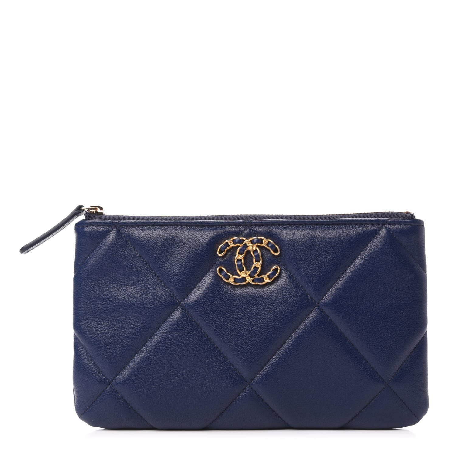 Chanel Lambskin Quilted Small Chanel 19 Pouch Navy 1 of 8