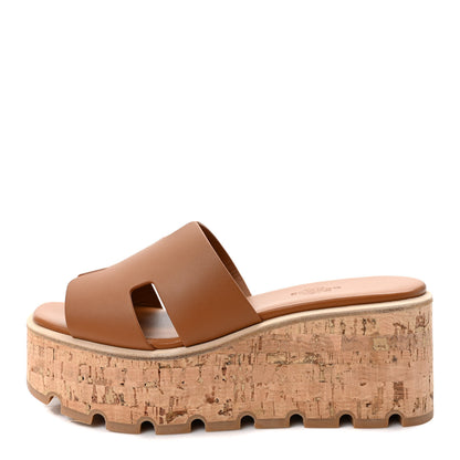 Hermes Calfskin Cork Eze 30 Sandals 36 Marron Glaise 1 of 8