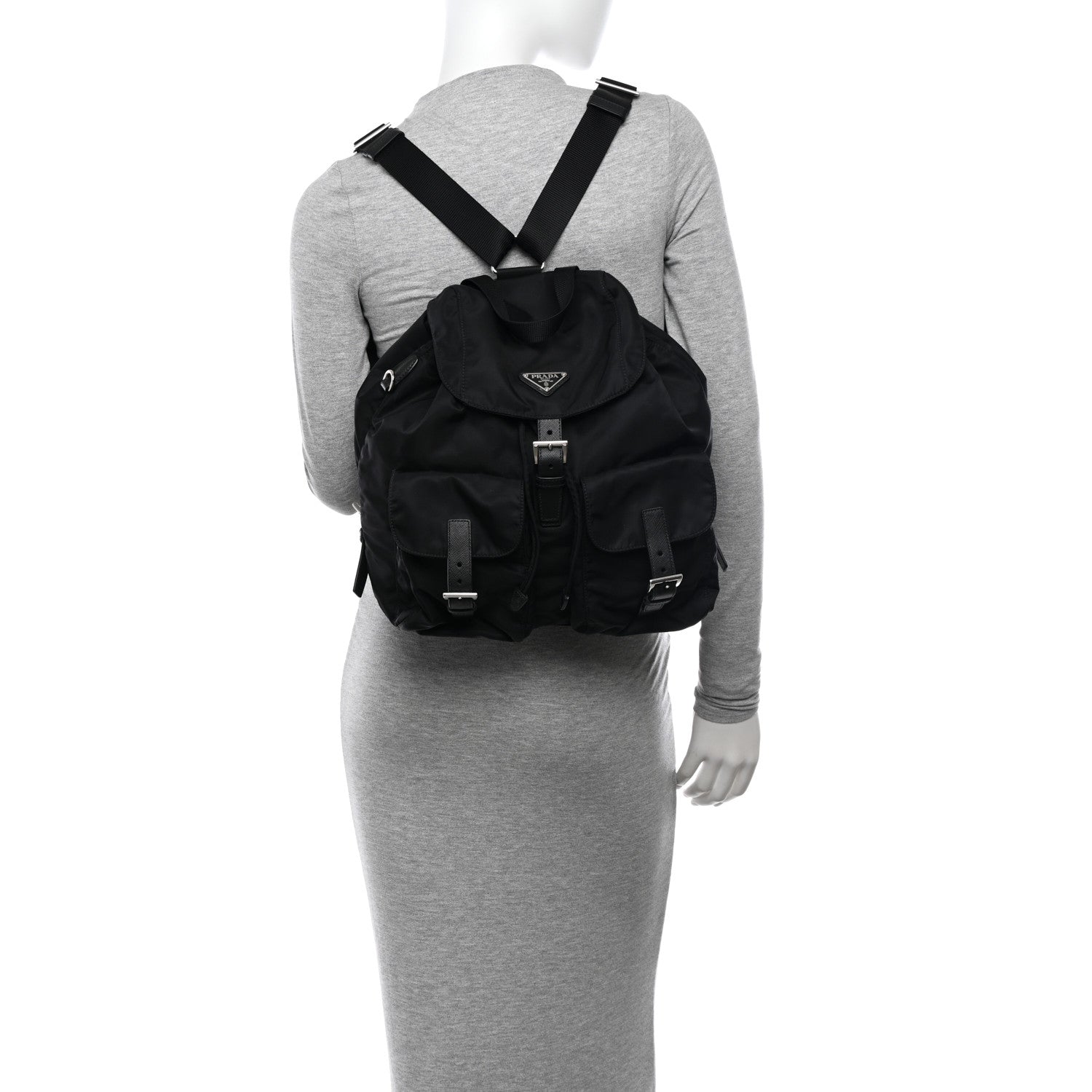 Prada Re-Nylon Vela Saffiano Medium Backpack Black 3 of 10